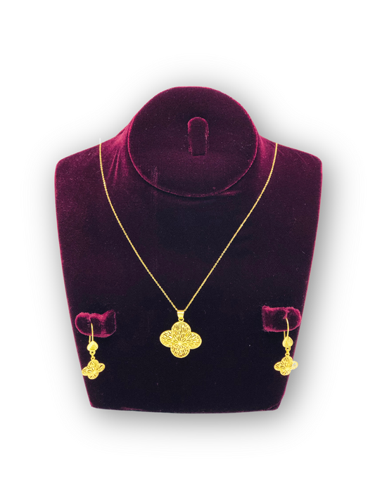 Radiant Gold Necklace and Earrings Duo